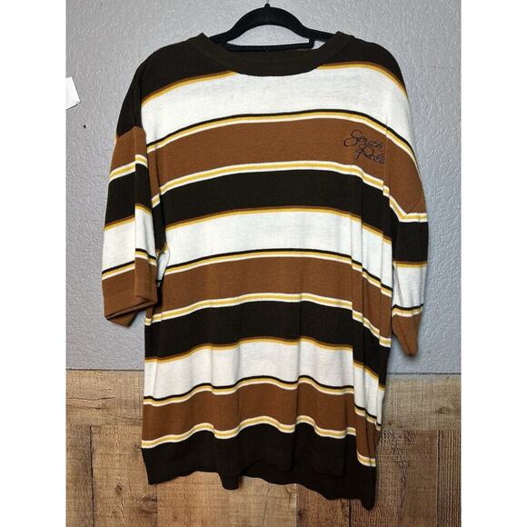 VINTAGE x SOUTHPOLE Short Sleeve Sweater Mens XL Oversized Skateboarding Striped - Picture 2 of 10